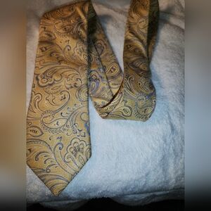 Paisley Patterned Tie in Gold and Blue# 001